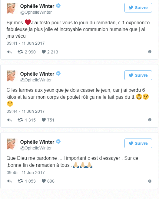 Ophélie Winter a testé le Ramadan